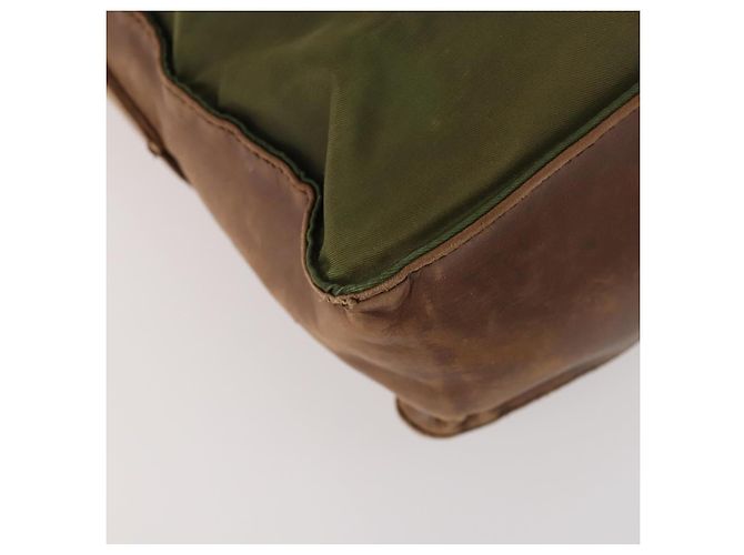PRADA Schultertasche Nylon Leder Khaki Braun Silber Authentisch 173537 - Ansicht 15