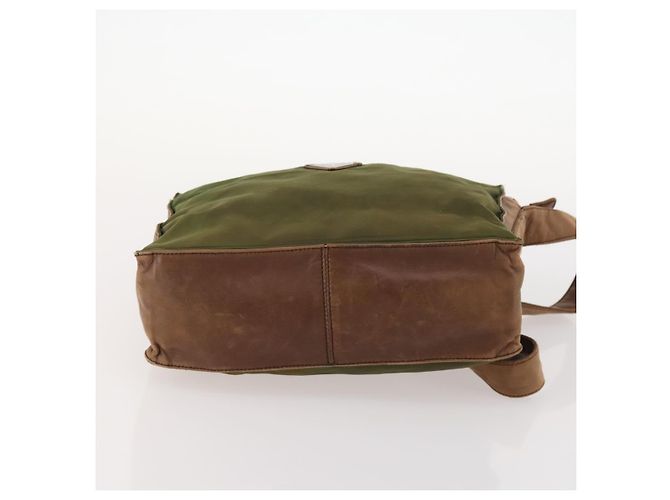 PRADA Schultertasche Nylon Leder Khaki Braun Silber Authentisch 173537 - Ansicht 5