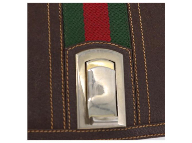Borsa a spalla in pelle marrone dorato della linea Sherry di GUCCI Auth ep13922 D'oro - vista 14