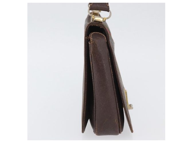 Borsa a spalla in pelle marrone dorato della linea Sherry di GUCCI Auth ep13922 D'oro - vista 5