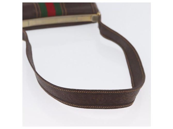 Borsa a spalla in pelle marrone dorato della linea Sherry di GUCCI Auth ep13922 D'oro - vista 7