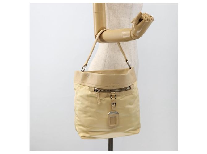 Borsa a Spalla PRADA Nylon Beige Argento Autentica bs34095 - vista 25