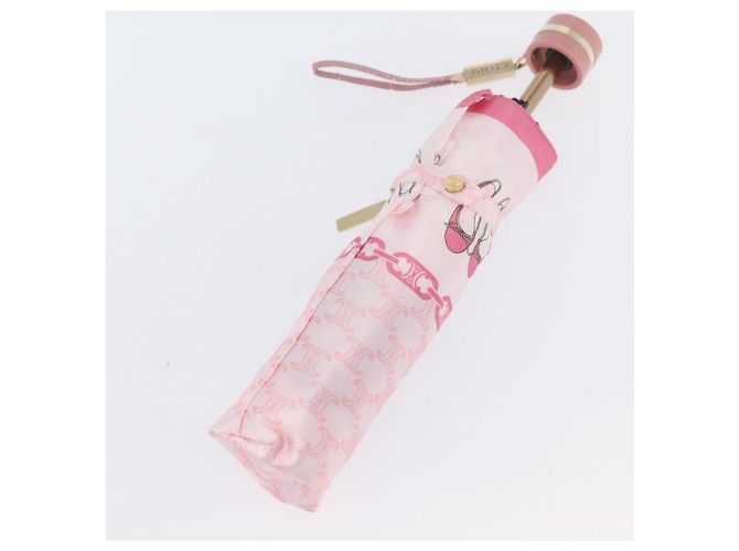 Céline CELINE Macadam Canvas Folding Umbrella Nylon Pink Auth YKZ608A - view 13