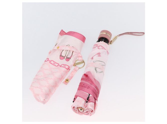 Céline CELINE Macadam Canvas Folding Umbrella Nylon Pink Auth YKZ608A - view 14