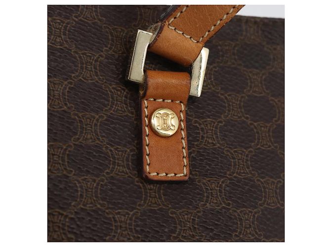 Céline Borsa a mano in tela Macadam CELINE in pelle PVC marrone oro Auth ka3354 D'oro - vista 10