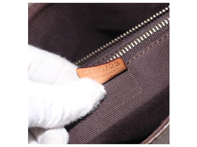 Céline Borsa a mano in tela Macadam CELINE in pelle PVC marrone oro Auth ka3354 D'oro - vista 12