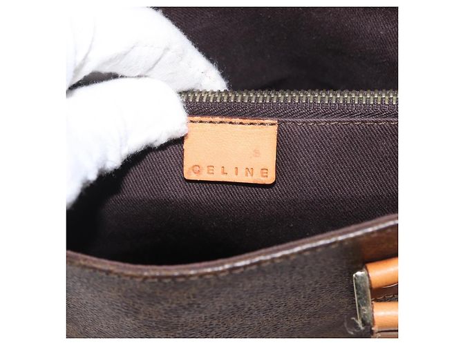 Céline Borsa a mano in tela Macadam CELINE in pelle PVC marrone oro Auth ka3354 D'oro - vista 17