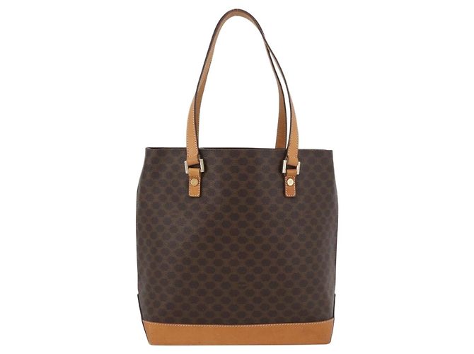 Céline Borsa a mano in tela Macadam CELINE in pelle PVC marrone oro Auth ka3354 D'oro - vista 2