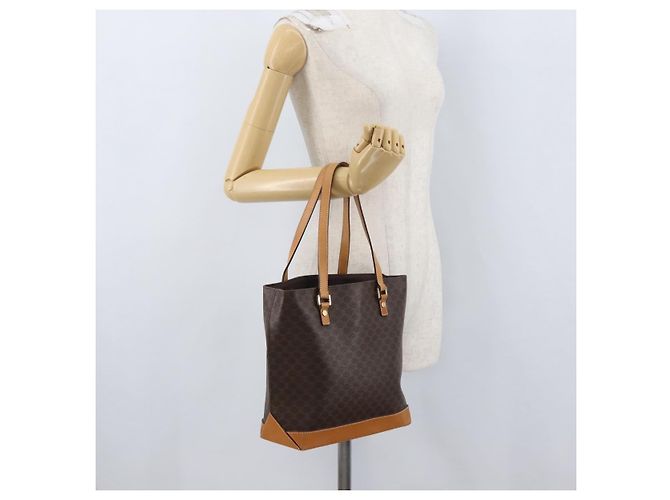 Céline Borsa a mano in tela Macadam CELINE in pelle PVC marrone oro Auth ka3354 D'oro - vista 25