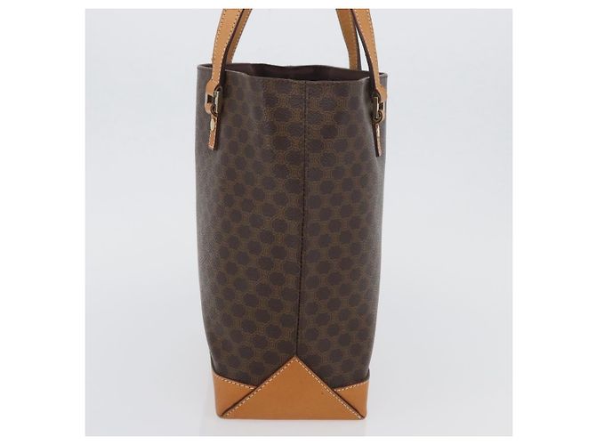Céline Borsa a mano in tela Macadam CELINE in pelle PVC marrone oro Auth ka3354 D'oro - vista 4
