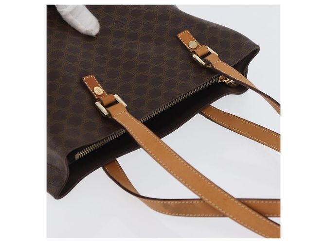 Céline Borsa a mano in tela Macadam CELINE in pelle PVC marrone oro Auth ka3354 D'oro - vista 6