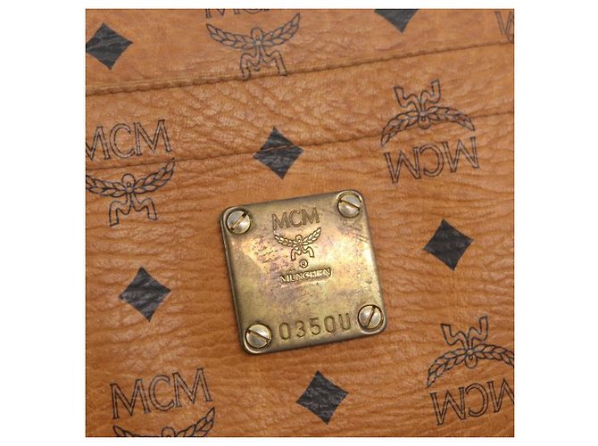 Borsa Tote Vicetos Logogram MCM in pelle PVC marrone e oro Auth gh1947 D'oro - vista 14