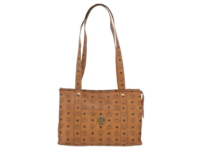 Borsa Tote Vicetos Logogram MCM in pelle PVC marrone e oro Auth gh1947 D'oro - vista 2