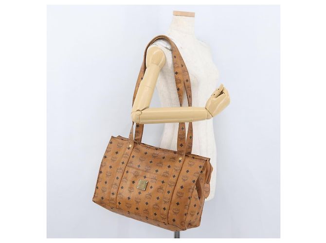 Borsa Tote Vicetos Logogram MCM in pelle PVC marrone e oro Auth gh1947 D'oro - vista 22