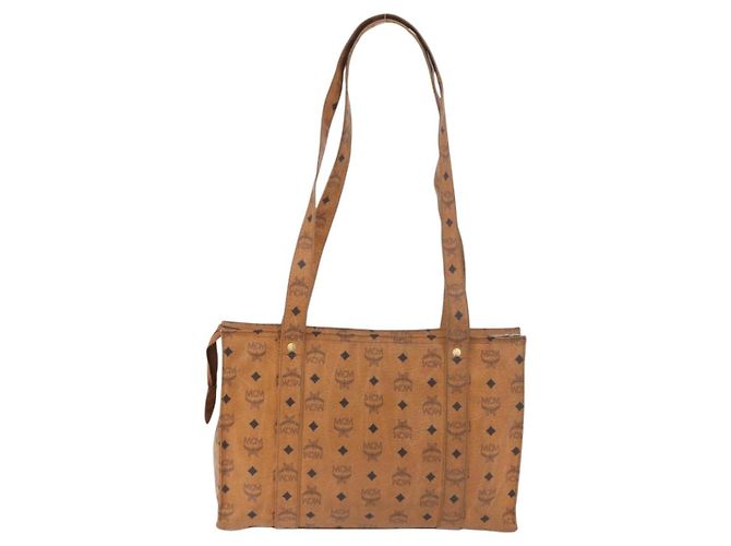Borsa Tote Vicetos Logogram MCM in pelle PVC marrone e oro Auth gh1947 D'oro - vista 3