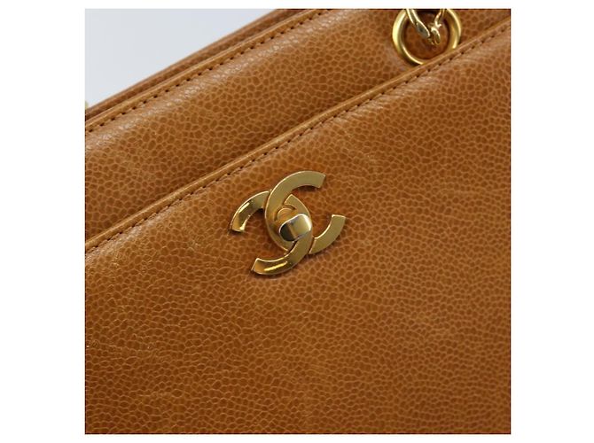 Bolso Tote CHANEL de piel caviar, dorado, marrón, CC Auth gh1738 Castaño - vista 17
