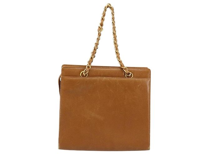 Bolso Tote CHANEL de piel caviar, dorado, marrón, CC Auth gh1738 Castaño - vista 2