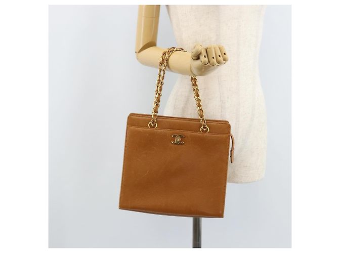 Bolso Tote CHANEL de piel caviar, dorado, marrón, CC Auth gh1738 Castaño - vista 24