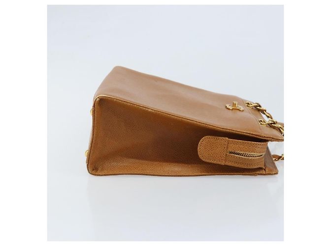 Bolso Tote CHANEL de piel caviar, dorado, marrón, CC Auth gh1738 Castaño - vista 3