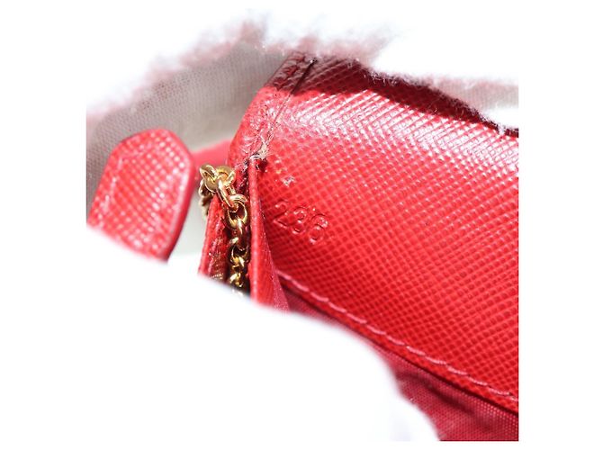 Saffiano PRADA Cartera Larga de cuero Safiano Roja Dorada Auth fm5264 Dorado - vista 12