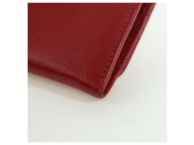 Saffiano PRADA Cartera Larga de cuero Safiano Roja Dorada Auth fm5264 Dorado - vista 16