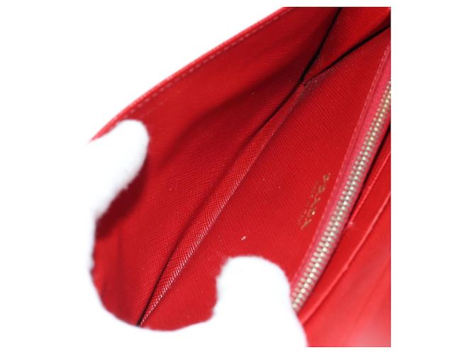 Saffiano PRADA Cartera Larga de cuero Safiano Roja Dorada Auth fm5264 Dorado - vista 24