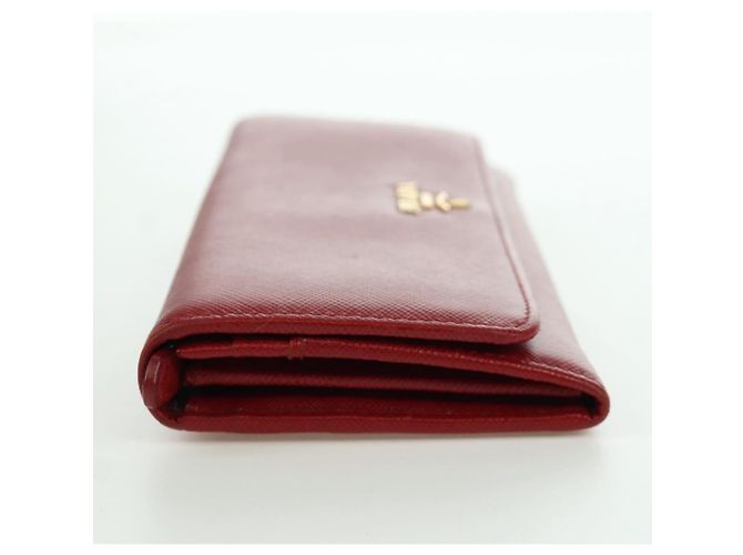 Saffiano PRADA Cartera Larga de cuero Safiano Roja Dorada Auth fm5264 Dorado - vista 3