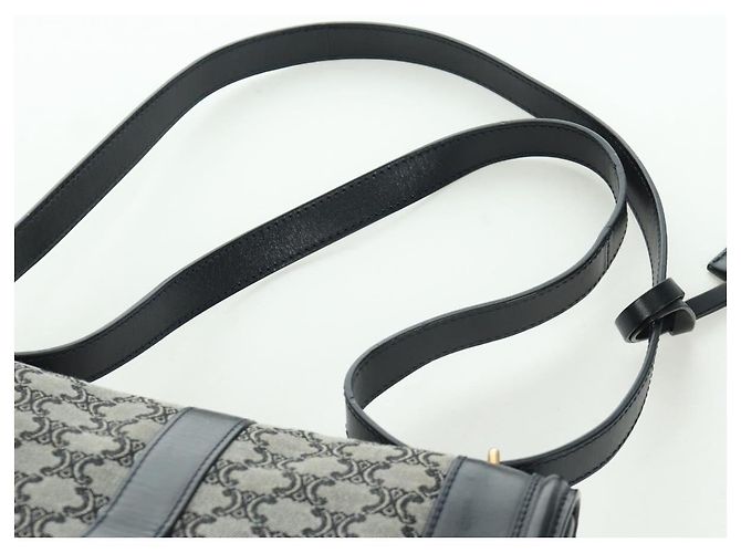 Céline Borsa a Spalla in Tela Macadam CELINE Nero Oro Auth YKZ208V D'oro - vista 14