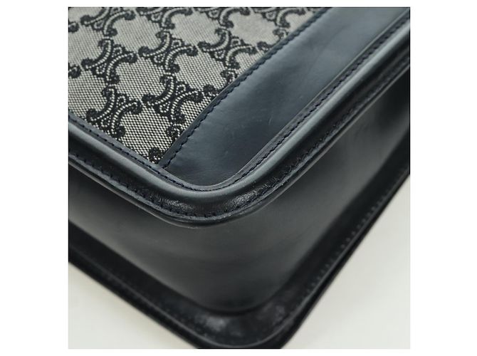 Céline Borsa a Spalla in Tela Macadam CELINE Nero Oro Auth YKZ208V D'oro - vista 18