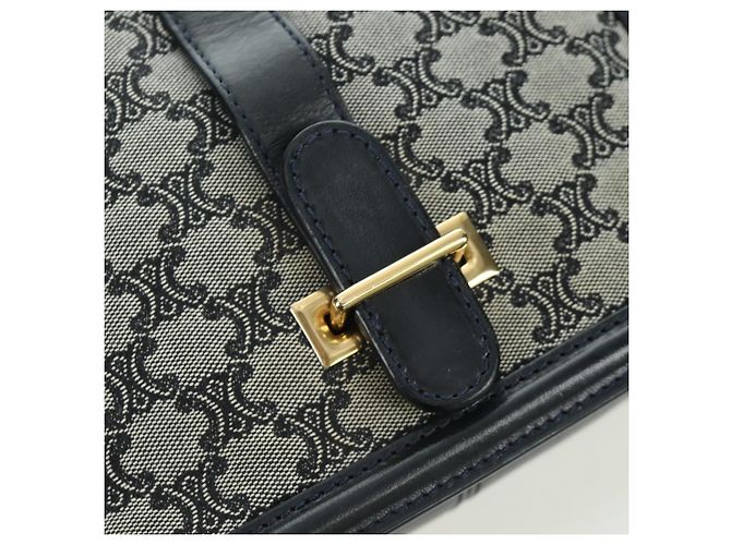 Céline Borsa a Spalla in Tela Macadam CELINE Nero Oro Auth YKZ208V D'oro - vista 19