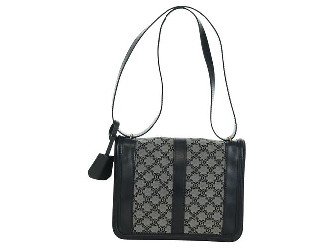 Céline Borsa a Spalla in Tela Macadam CELINE Nero Oro Auth YKZ208V D'oro - vista 2