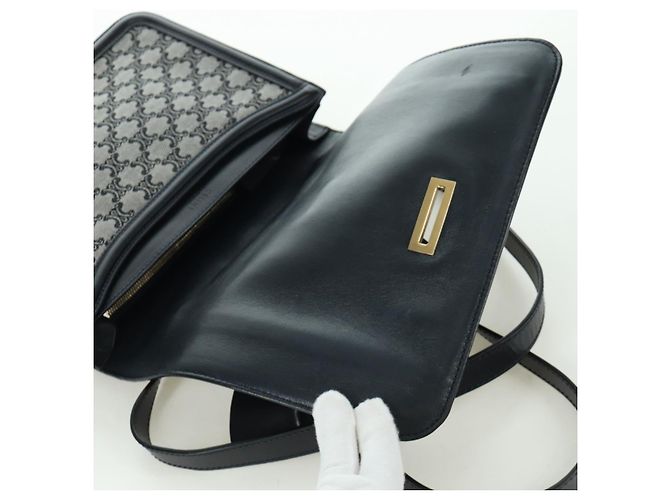Céline Borsa a Spalla in Tela Macadam CELINE Nero Oro Auth YKZ208V D'oro - vista 21