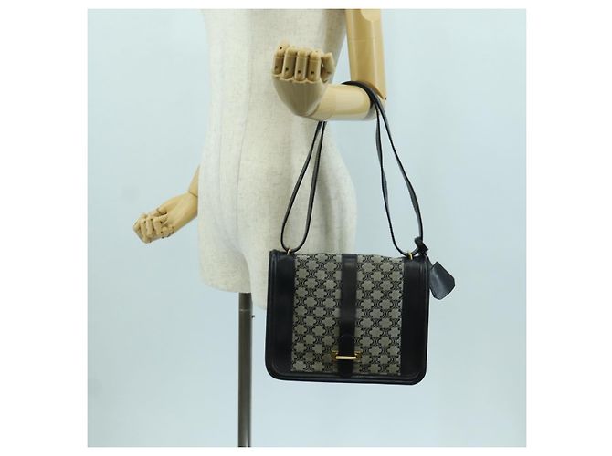 Céline Borsa a Spalla in Tela Macadam CELINE Nero Oro Auth YKZ208V D'oro - vista 28