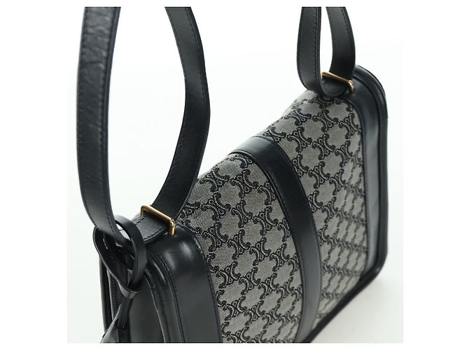 Céline Borsa a Spalla in Tela Macadam CELINE Nero Oro Auth YKZ208V D'oro - vista 6
