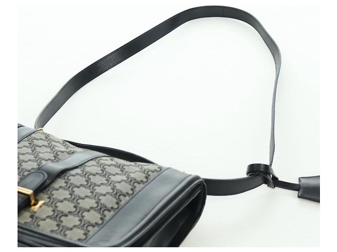 Céline Borsa a Spalla in Tela Macadam CELINE Nero Oro Auth YKZ208V D'oro - vista 8