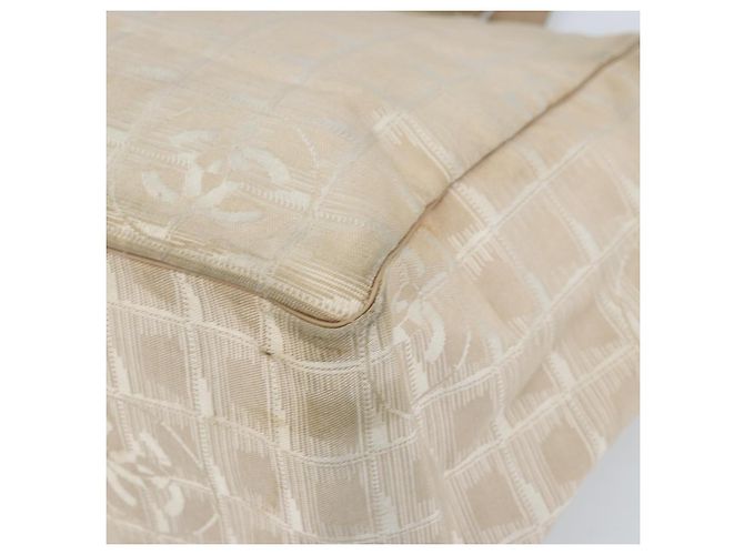 CHANEL Nuova Borsa Tote da Viaggio Nylon Beige Oro CC Auth ti3795 D'oro - vista 14
