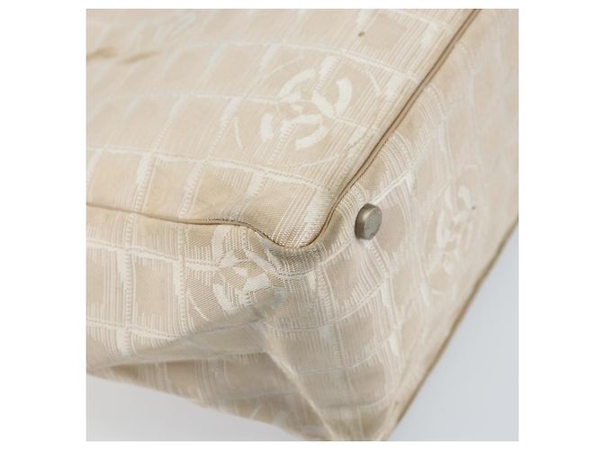 CHANEL Nuova Borsa Tote da Viaggio Nylon Beige Oro CC Auth ti3795 D'oro - vista 16