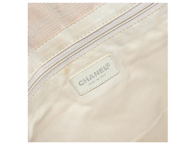 CHANEL Nuova Borsa Tote da Viaggio Nylon Beige Oro CC Auth ti3795 D'oro - vista 17