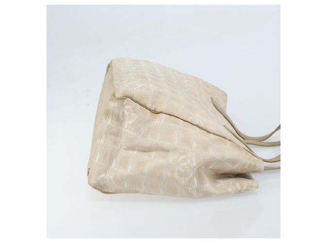 CHANEL Nuova Borsa Tote da Viaggio Nylon Beige Oro CC Auth ti3795 D'oro - vista 3
