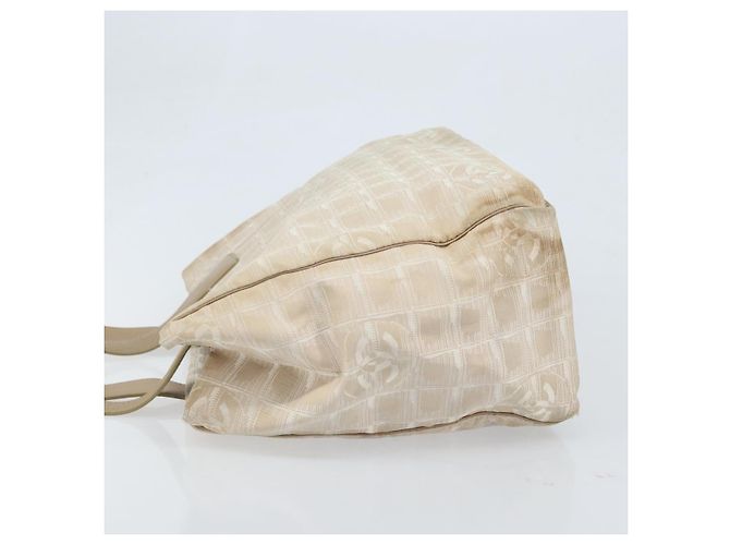 CHANEL Nuova Borsa Tote da Viaggio Nylon Beige Oro CC Auth ti3795 D'oro - vista 4