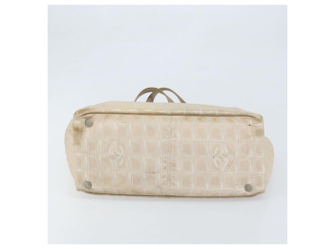CHANEL Nuova Borsa Tote da Viaggio Nylon Beige Oro CC Auth ti3795 D'oro - vista 5
