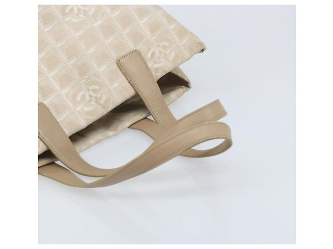 CHANEL Nuova Borsa Tote da Viaggio Nylon Beige Oro CC Auth ti3795 D'oro - vista 7