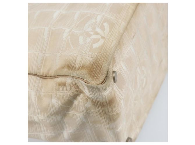 CHANEL Nuova Borsa Tote da Viaggio Nylon Beige Oro CC Auth ti3795 D'oro - vista 9