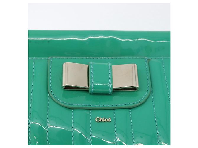 Chloé Chloe Clutch Bag aus lackiertem Leder in Grün Silber Auth hk3613A - Ansicht 12