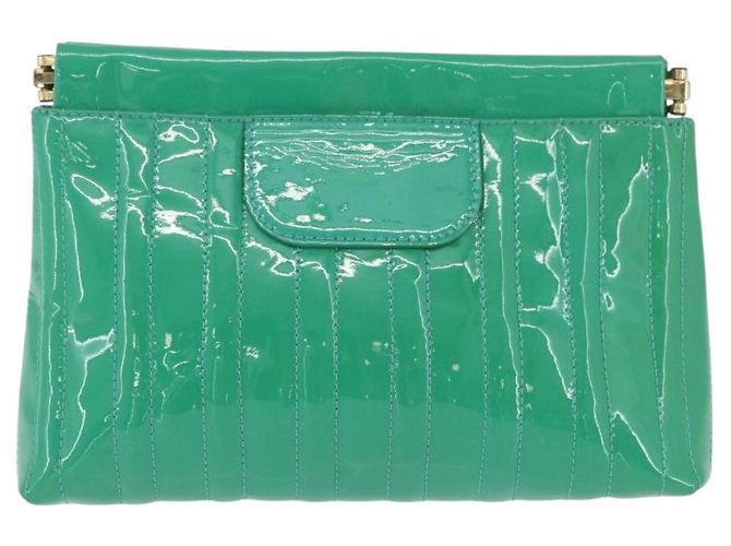 Chloé Chloe Clutch Bag aus lackiertem Leder in Grün Silber Auth hk3613A - Ansicht 3