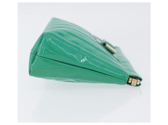 Chloé Chloe Clutch Bag aus lackiertem Leder in Grün Silber Auth hk3613A - Ansicht 4