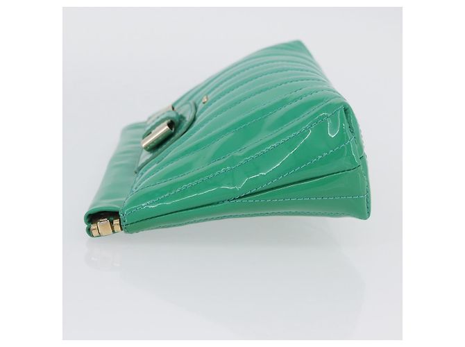 Chloé Chloe Clutch Bag aus lackiertem Leder in Grün Silber Auth hk3613A - Ansicht 5