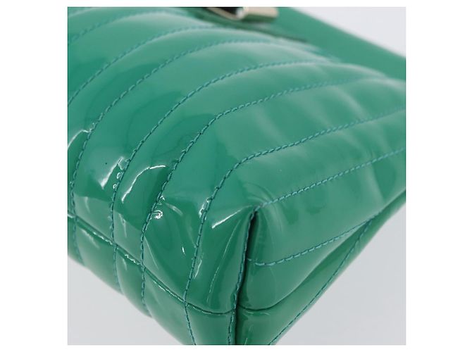 Chloé Chloe Clutch Bag aus lackiertem Leder in Grün Silber Auth hk3613A - Ansicht 9