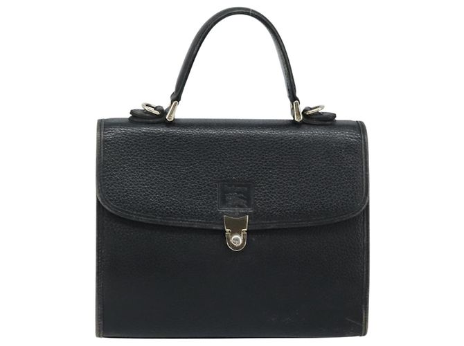 Borsa a mano Burberrys in pelle nera argento Auth ep13978 Nero - vista 13