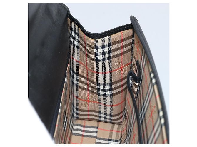 Borsa a mano Burberrys in pelle nera argento Auth ep13978 Nero - vista 18
